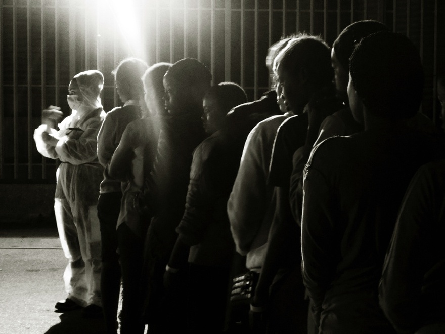 Migrants arriving in Vibo Marina.