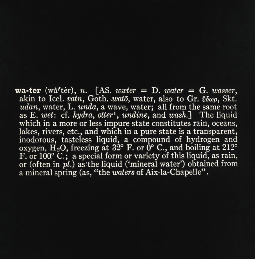 Joseph Kosuth, (Art as Idea as Idea) [Water], 1966. Photostat, mounted on board, 48 x 48 inches.