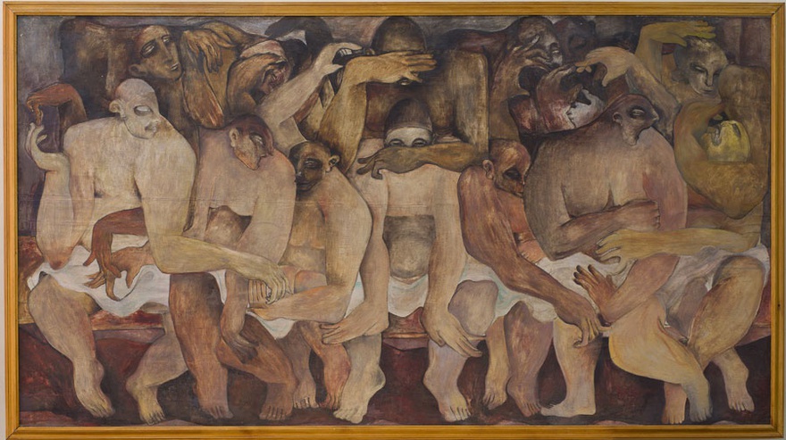 Rateb Seddik, Untitled, 1940. Oil on wood, 120 x 220 cm.