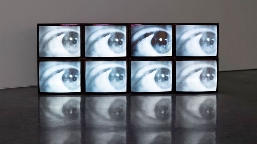 Mustafa Hulusi, Mood Reel, 2016. 5 digital video loops on 8 Cathode Ray Tube monitors.